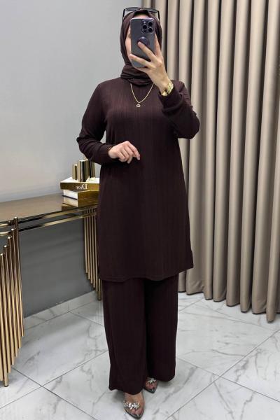 Zelal Takım Kahve Kahverengi