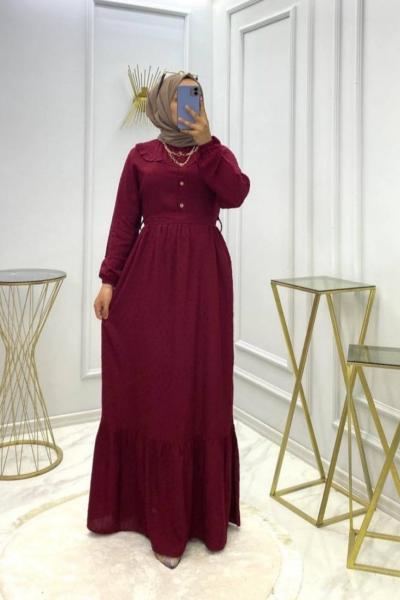 Zeliha Elbise Bordo Bordo
