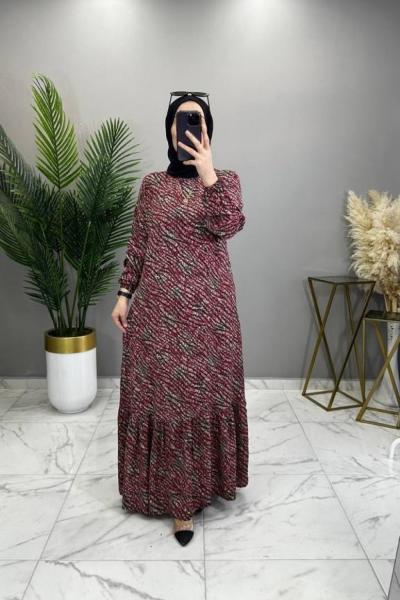 Zennur Elbise Bordo Bordo