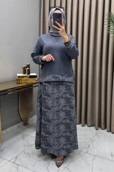 Zerafet Etekli Takım Füme Füme