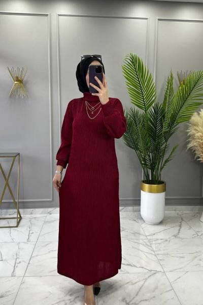 Zerrin Elbise Bordo Bordo