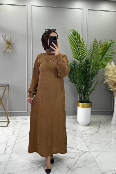 Zerrin Elbise Kahve Kahverengi