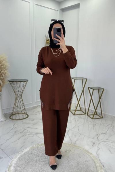 Zincirli Takım Kahve Kahverengi