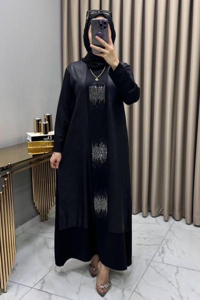 Zuhal Abiye Elbise Siyah Siyah