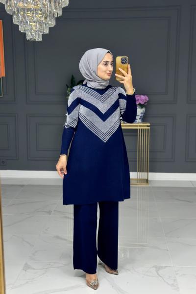 Ahlam şık triko takım -lacivert  Lacivert