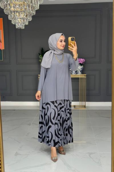 Ahsen Etekli Takım - Gri Gri