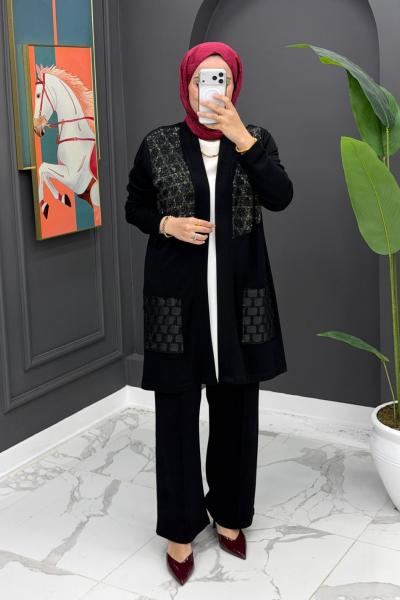 Aliye Takım Taş Detaylı - Siyah  Siyah