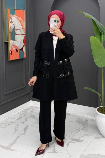 Aliye Takım Payet Detaylı - Siyah  Anadolu Siyahı