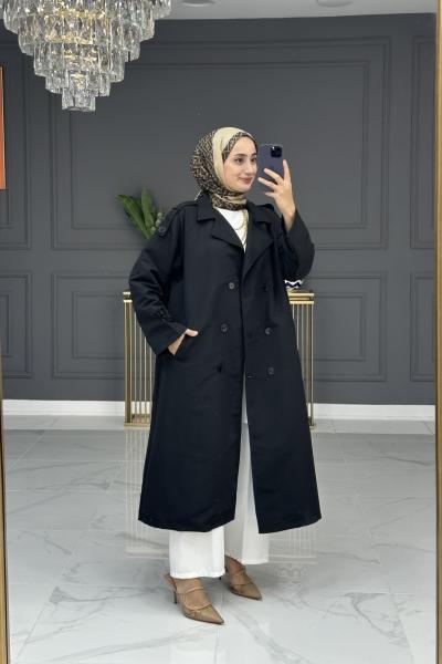 Amina trench - siyah Siyah Kahverengi