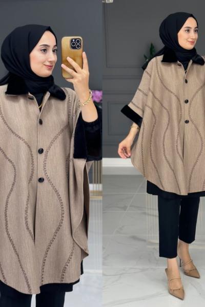 Aşk Kışlık Büyük Beden Panço - Vizon Vizon