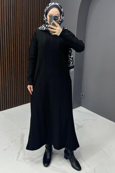 Asu Triko Elbise - Siyah  Siyah