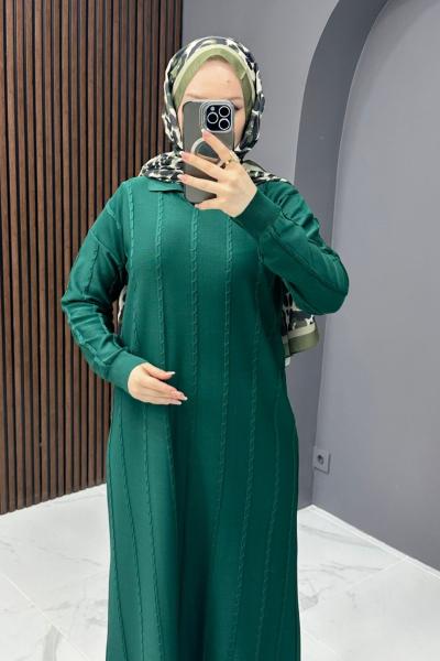 Asu Triko Elbise - Zümrüt  Zümrüt