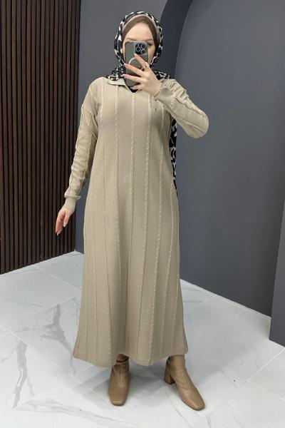 Asu Triko Elbise - Bej  Bej