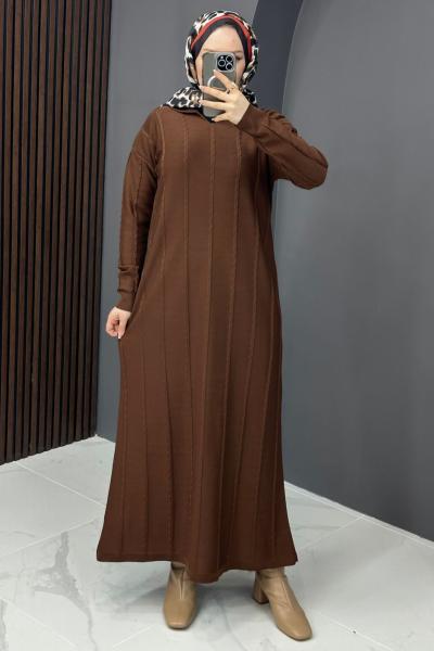Asu Triko Elbise - Kahve  Kahverengi