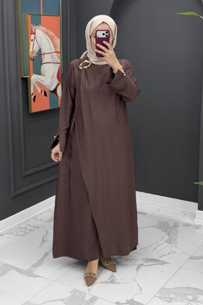 Ayperi Uzun Elbise - Kahve Kahverengi