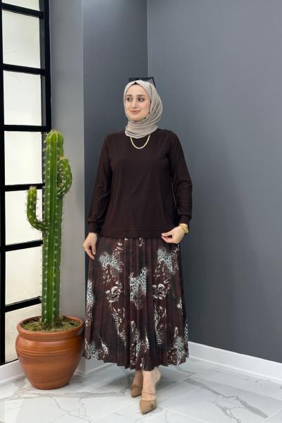 Ayşe Etekli Takım - Kahve  Kahverengi