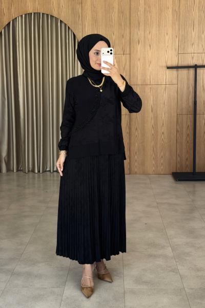 Ayşegül Etekli Takım - Siyah Siyah