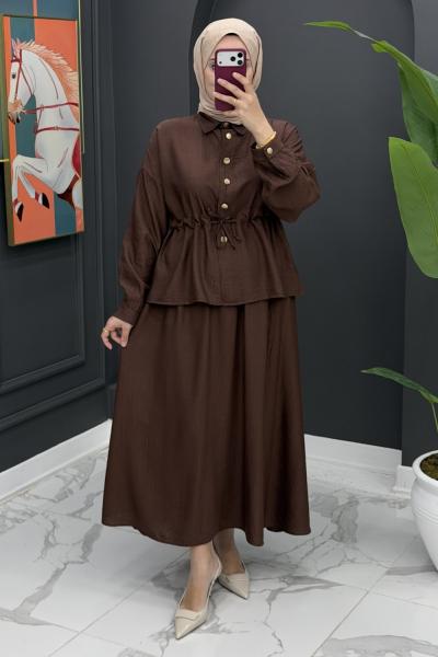 aysel etekli takım - kahve Kahverengi