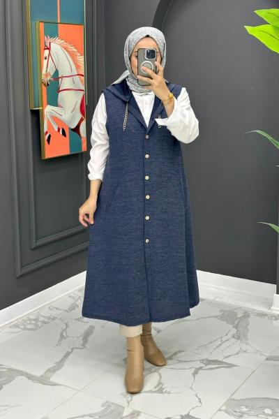 Aysel Uzun Yelek - Lacivert Lacivert
