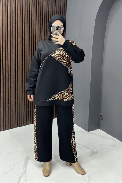 Aysira leopar takım - siyah Siyah