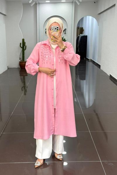 Azze Uzun Tunik-Pembe Pembe