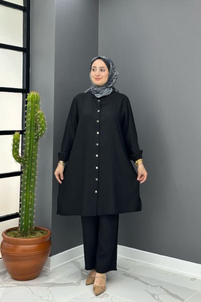 Bahar Düğmeli Takım - Siyah  Siyah