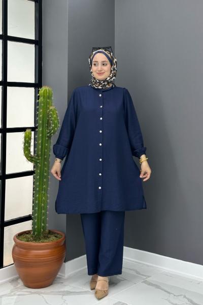 Bahar Düğmeli Takım - Lacivert  Lacivert