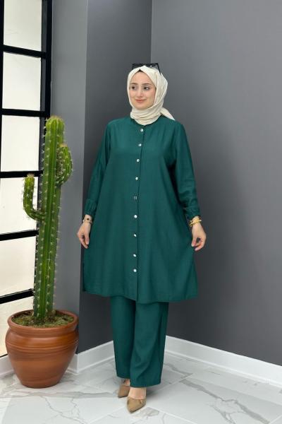 Bahar Düğmeli Takım - Zümrüt  Zümrüt