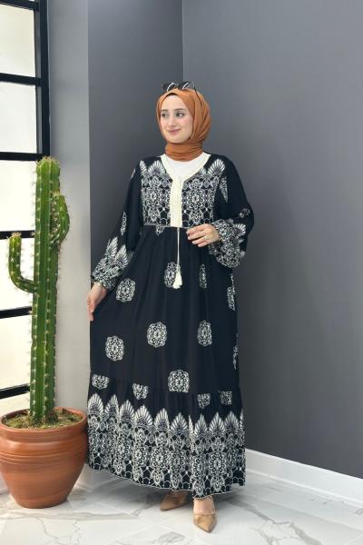 Batik Elbise - Siyah  Siyah