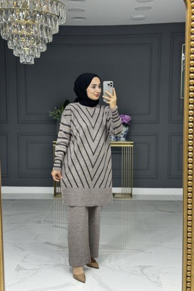 Behiye tesettur triko takım - vizon Vizon