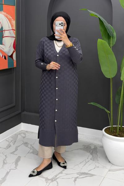 Bella Merserize Hırka - Gri Gri