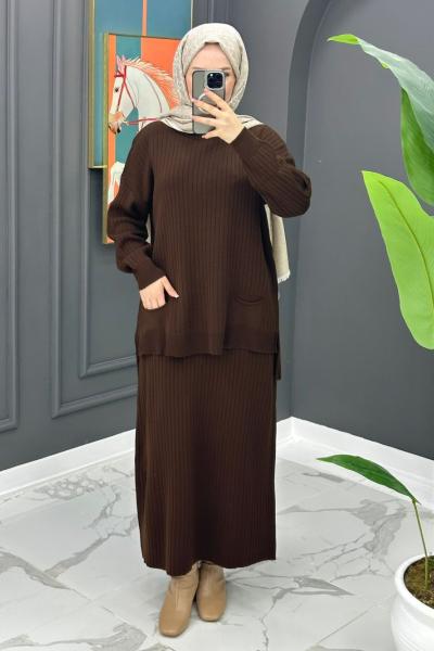 Benay Etekli Takım- Kahve Kahverengi