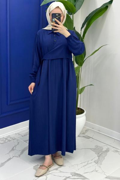 Beyza Elbise - İndigo Mavi