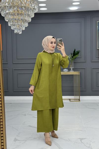 Bilge tesettur takım - yağ yeşili Yağ Yeşili