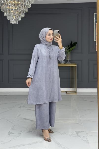 Bilge tesettur takım - gri Gri