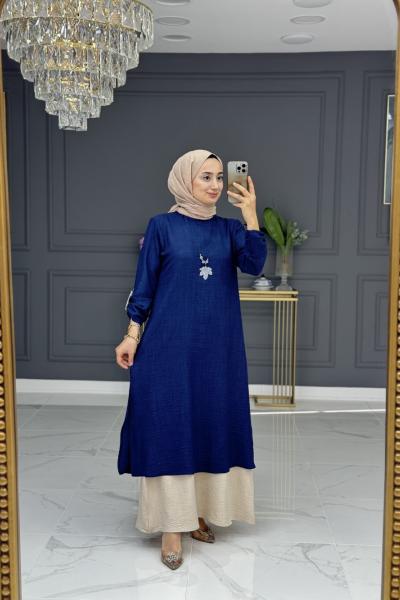 Billur elbise -lacivert Lacivert