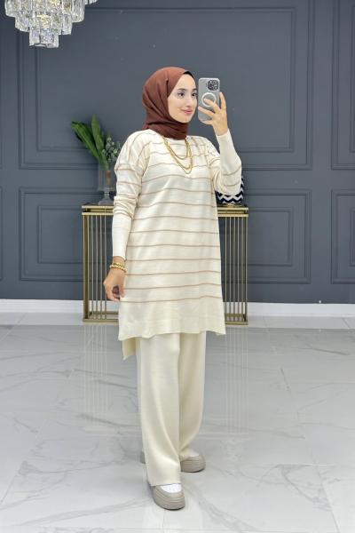 Buğlem Triko Takım-Bej Bej