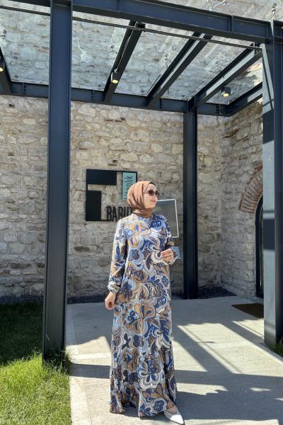 bükre elbise - mavi  Mavi