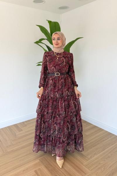 Burcu Elbise-Bordo  Bordo