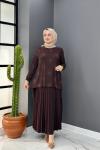 Büşra Etekli Takım - Kahve Kahverengi