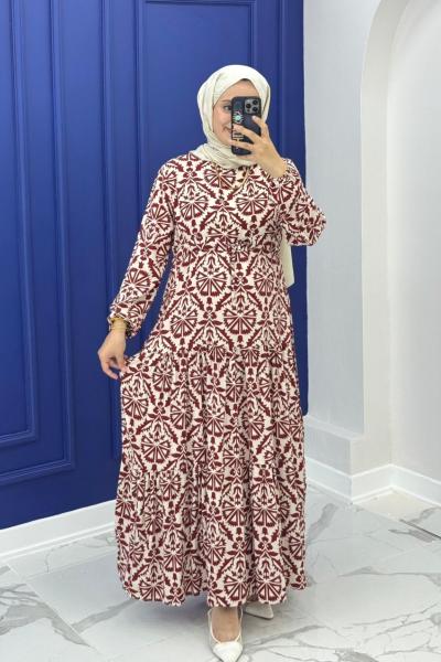 Çağla Elbise - Bordo Bordo