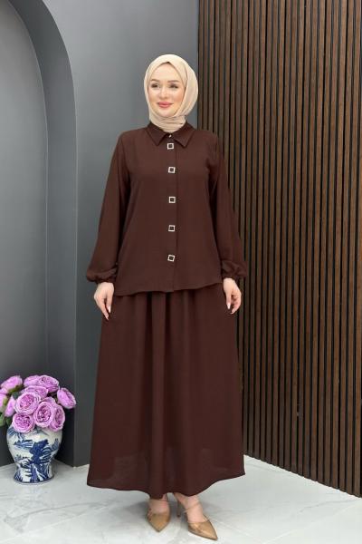 Ceyla Etekli Takım - Kahve  Kahverengi