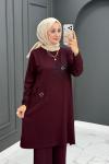 ÇİÇEK DETAYLI OYSHO TAKIM - Bordo Bordo