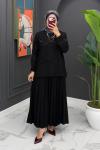 Çiçek Detaylı Etekli Takım - Siyah  Siyah