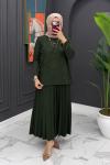 Çiçek Detaylı Etekli Takım - Yeşil Yeşil