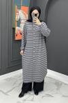 Çizgili Uzun Fitilli Takım - Gri  Gri