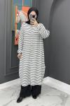 Çizgili Uzun Fitilli Takım - Beyaz  Beyaz