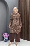 Dalga Desen Takım- Kahve Kahverengi