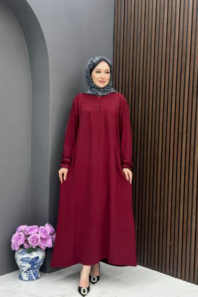 Damla Elbise - Bordo Bordo