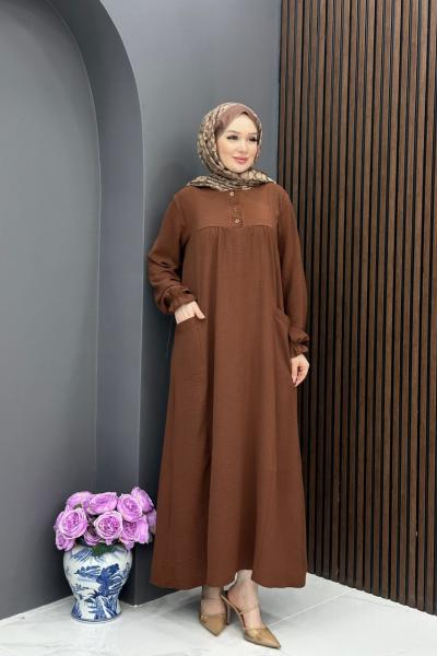 Damla Elbise - Kahve  Kahverengi